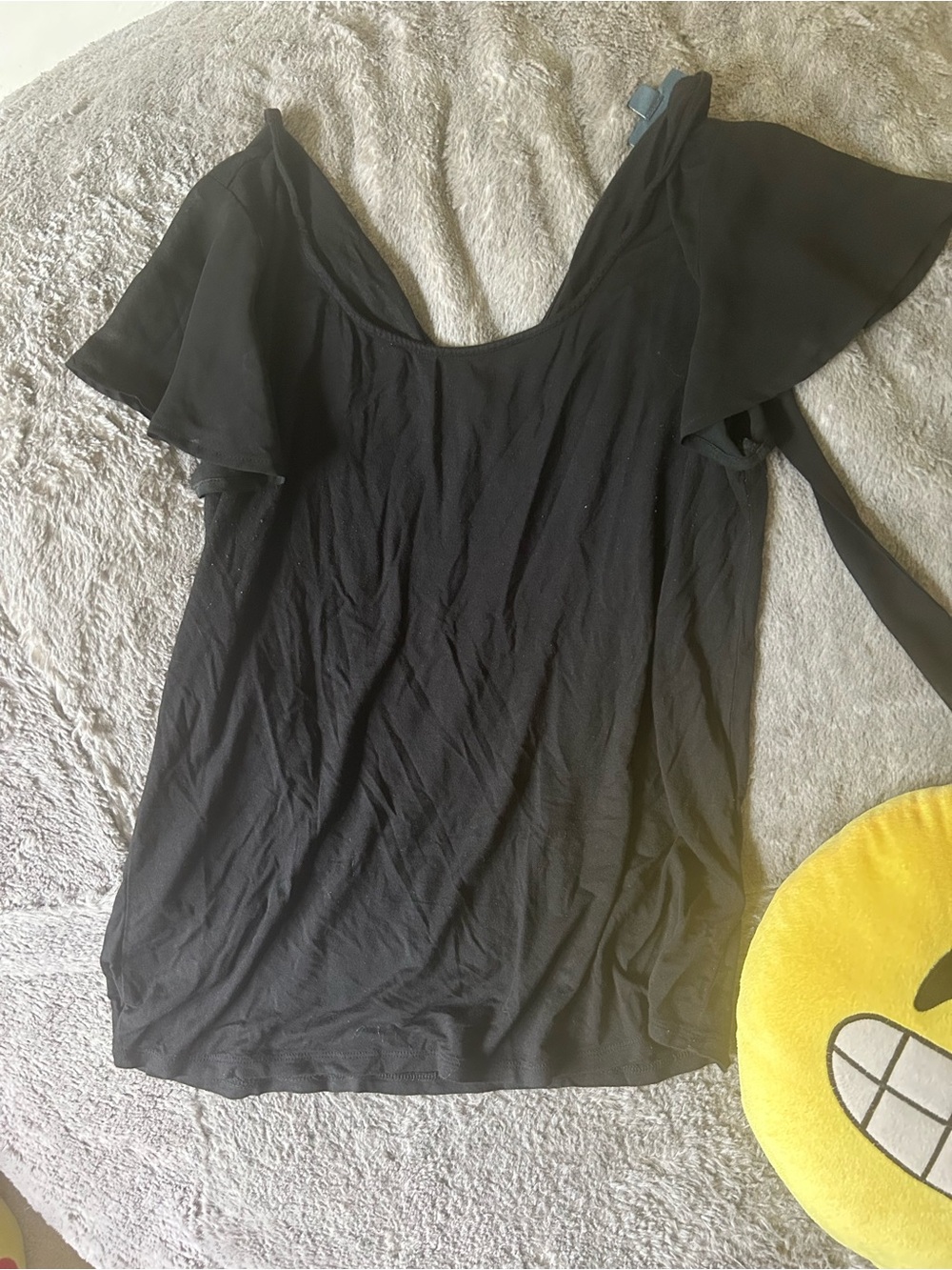 ModCloth Black Flutter Sleeve Top